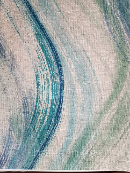 Шпалери вінілові на флізелін Marburg Shades бірюзові блакитні зелені смуги хвилі на білому тлі Київ - фото 2