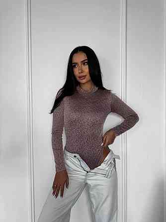 Жіночий стильний сяйний боді фукра з блискітками Рожевий, 46/48 Одеса