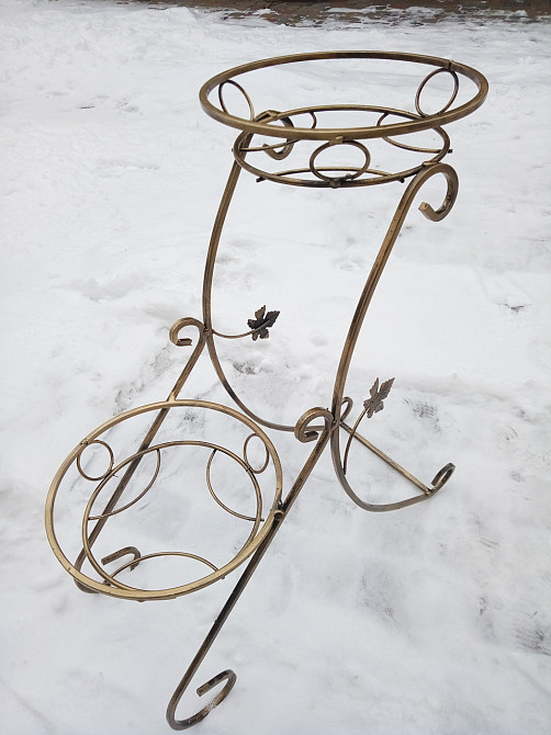 Подставка кованая для цветов «Сани» на 2 вазона, стойка под цветы, вазон Киев - изображение 6