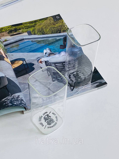 Склянка стильний скляний "Квадратна" 370 мл прозорий для дому та ресторану 102-555 Київ - фото 3