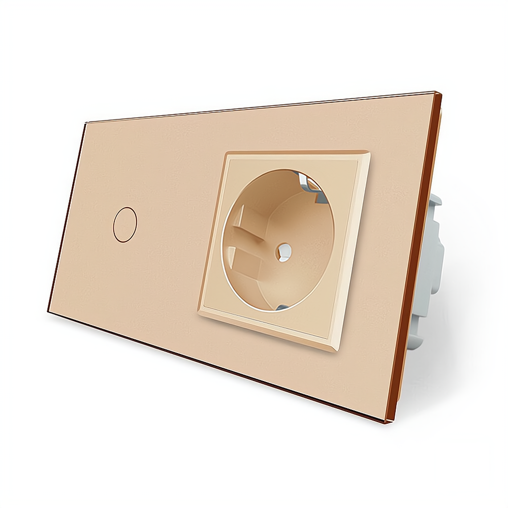 LIVOLO Розумний сенсорний ZigBee вимикач 1 сенсор 1 розетка Livolo золото скло (VL-C701Z/C7C1EU Коломия - фото 3
