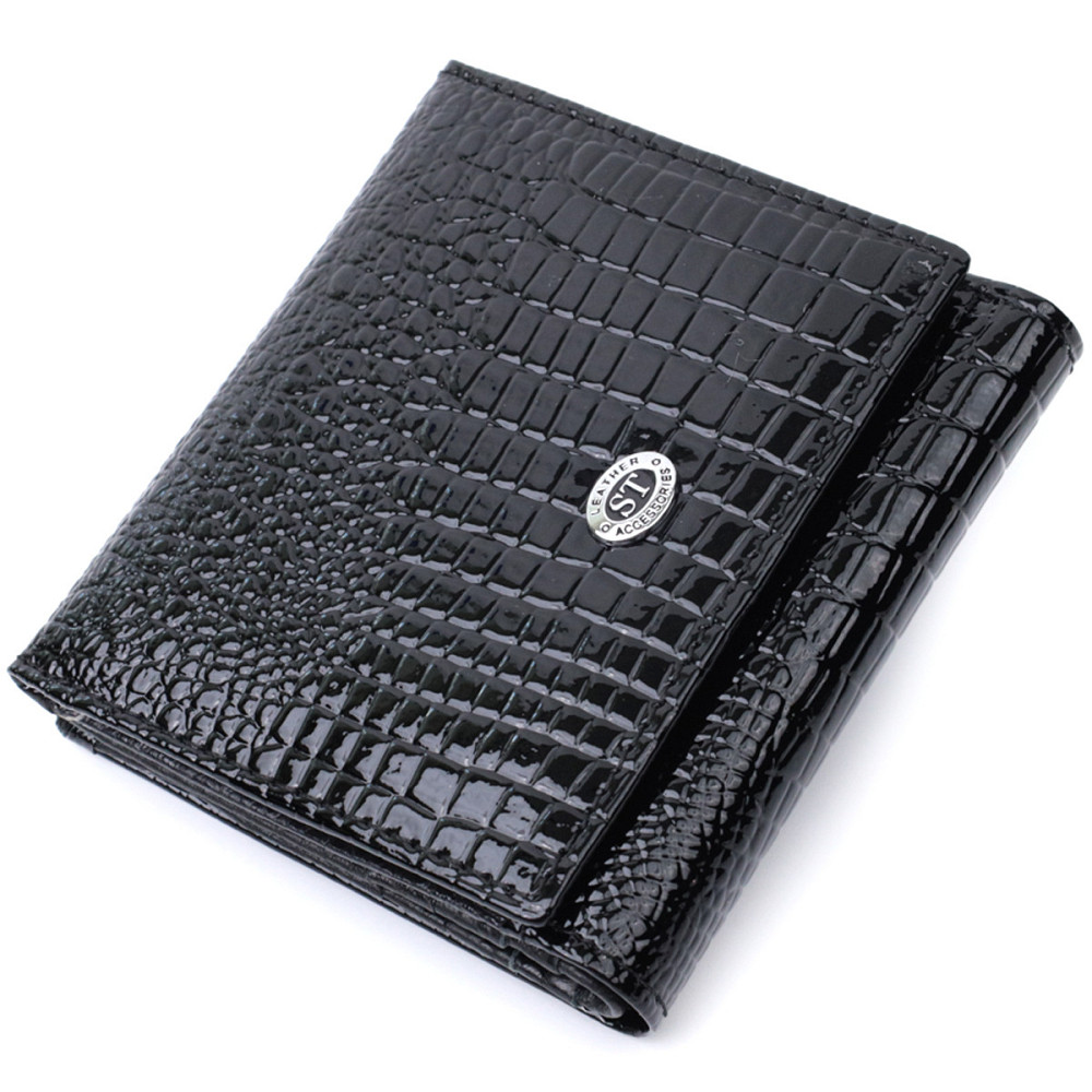Жіночий гаманець з лакованої шкіри, чорний (ST Leather) Київ - фото 19