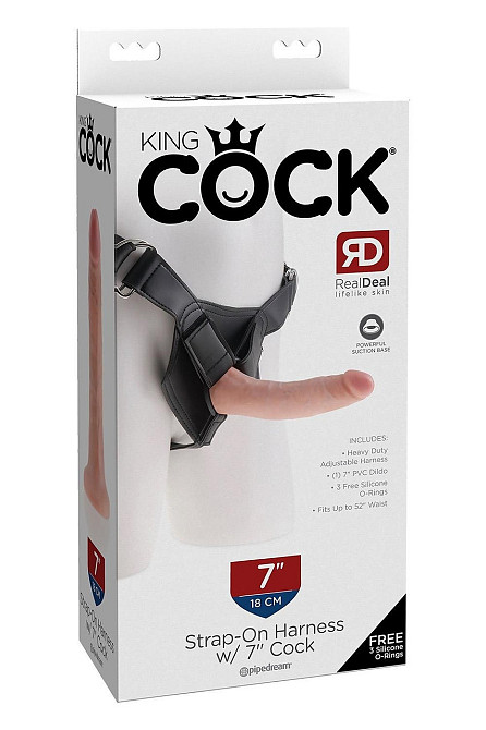 Страпон реалістичний Pipedream King Cock Strap-On з кільцевим кріпленням, на трусиках, бежевий Sex Aura Київ - фото 7