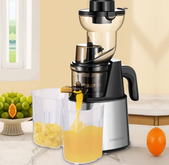Соковижималка морожениця шнекова електрична Sokany 800 Вт із чашами прес для віджимання соку овочів фруктів SK-01010 Коломия - фото 4