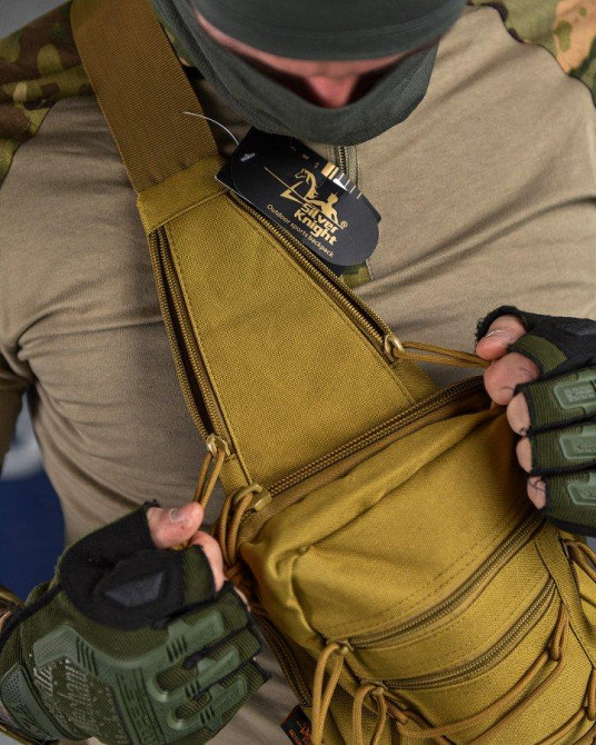 Сумка-слинг тактическая с одной лямкой SILVER KNIGHT coyot ВТ6749 Одесса - изображение 9