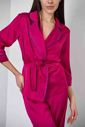 Піжама жіноча шовкова зі штанами Малиновий с/к XL/2XL Харків