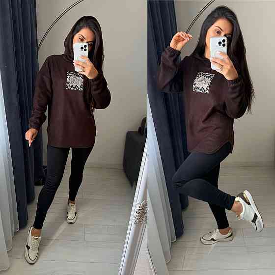 Жіночий теплий костюм-двійка: кофта та лосини двосторонній Polar Фліс + дайвінг на флісі Шоколад, 46/48 Одеса