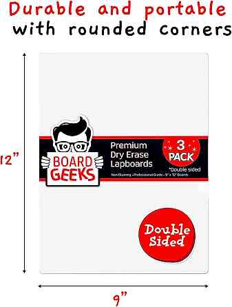 Дошка 9x12 дюймів DELB біла 3 шт двостороння портативна сухостираюча маркерна для дітей учнів офісу набор малювання Київ