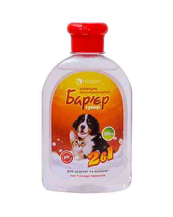 Противопаразитарный шампунь Барьер 2 в 1 для щенков и котят 300 мл Винница