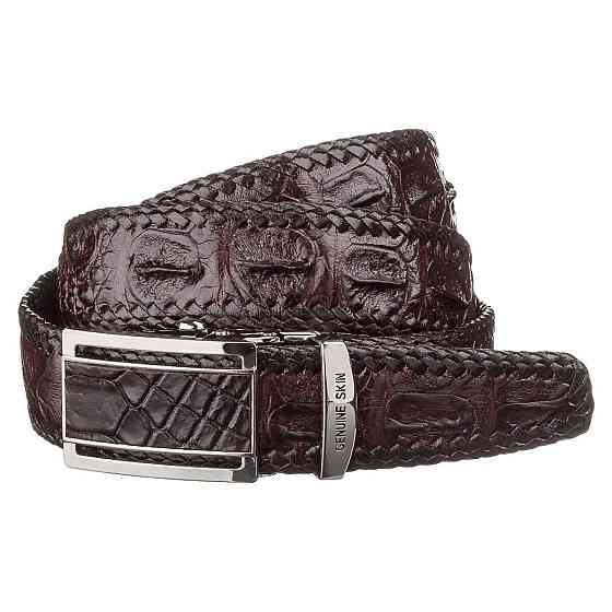 Ремень-автомат из натуральной кожи крокодила Коричневый (CROCODILE LEATHER) Киев