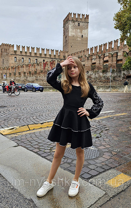 Чорна сукня з вишивкою на рукавах Поділля Кривий Ріг - фото 12