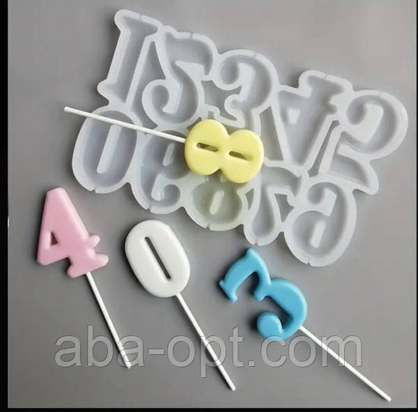 Форма силіконова для льодяників на 10 виробів 16 х 10 см Цифри ( шт.) Одеса - фото 1