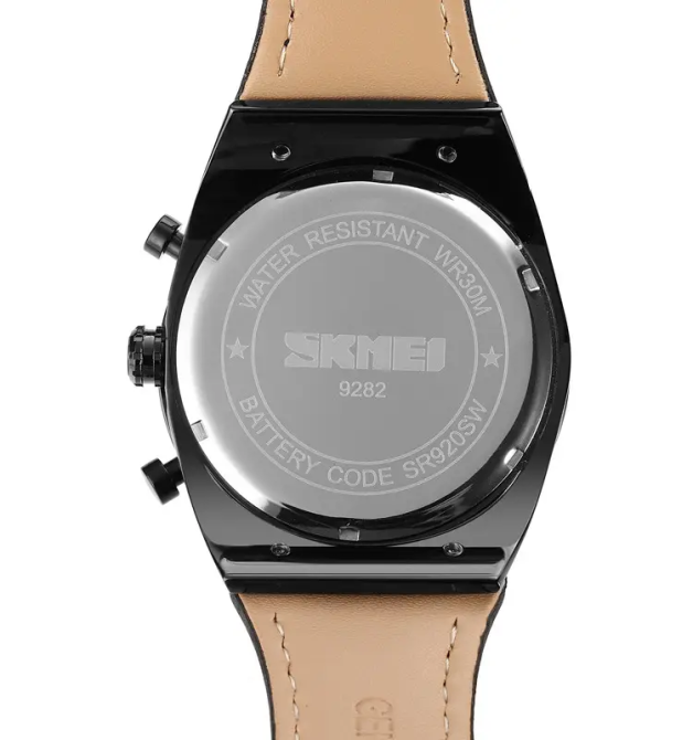 Чоловічий класичний наручний годинник Skmei 9282 (Чорний з чорним дисплеєм) Вінниця - фото 7