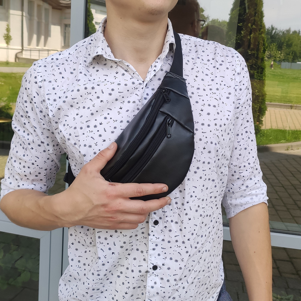 Сумка на пояс мужская бананка поясная экокожа компактная Мужская кожаная бананка Киев - изображение 9