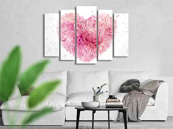 Модульна картина у вітальню / спальню Серце Квіти Art-485_5 ( 80х118см ) Київ