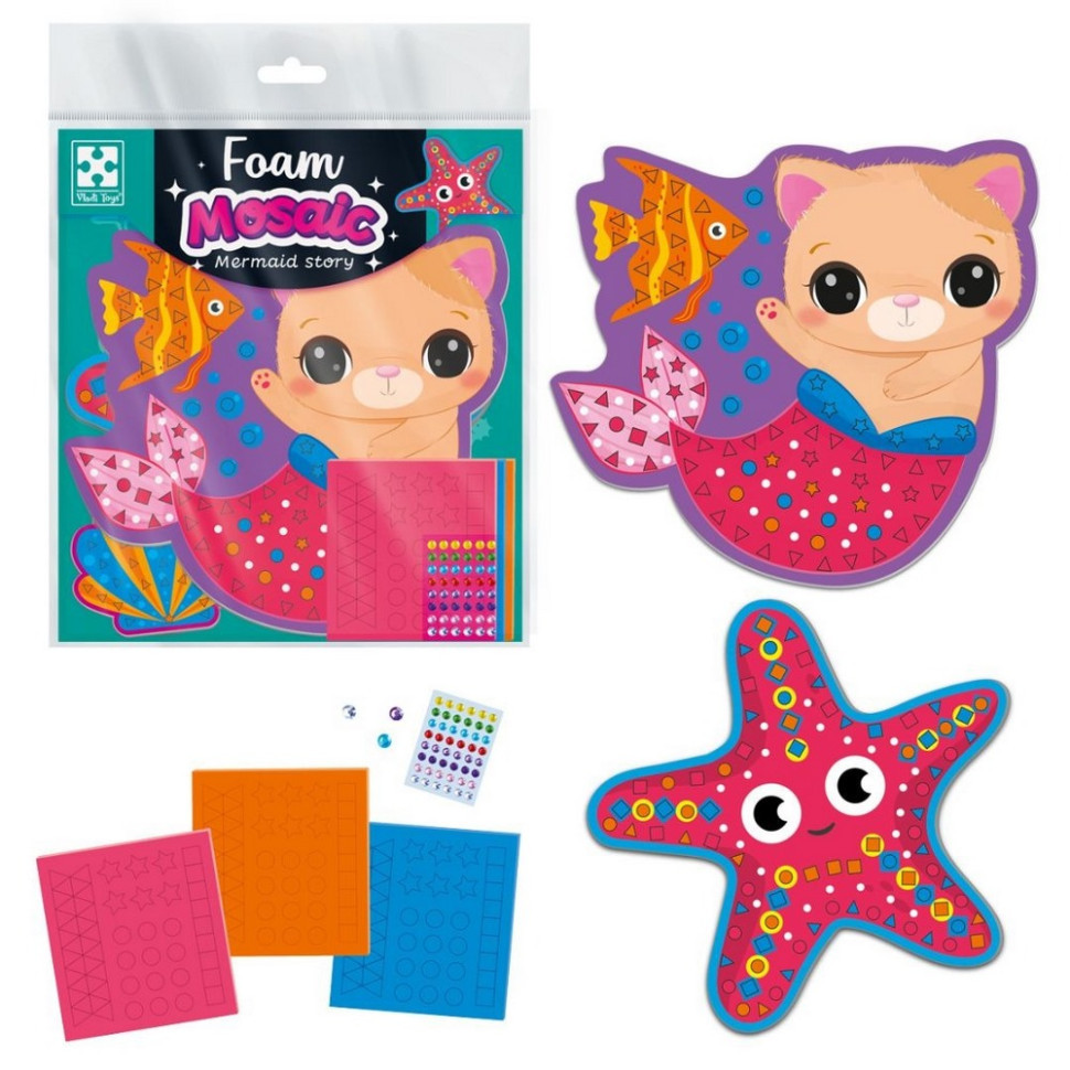 Набір для творчості "Історія русалоньки" VT4511-21 з м'якою мозаїкою та стразами Вінниця - фото 3