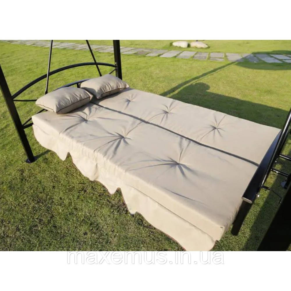 Садовые качели Bonro JD3060 4-х местная раскладная с навесом и москитной сеткой для сада и террасы коричневая Мостиська - фото 5