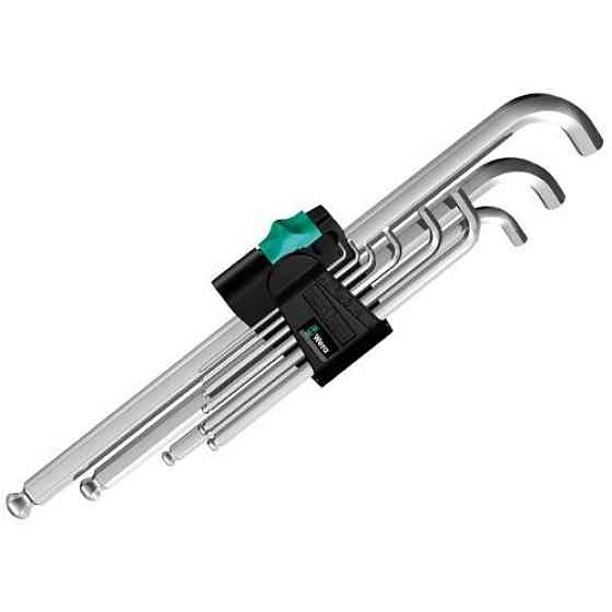 Набір шестигранників з кулею 9шт.,довгі, розмір: 1.5,2,2.5,3,4,5,6,8,10мм, Wera 950/9 Hex-Plus 05073594001 Одеса