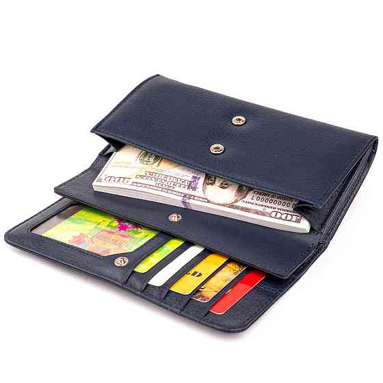 Кошелек кожаный в два сложения женский ST Leather 19291 Синий Киев