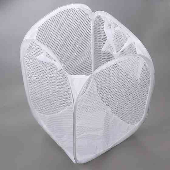 Корзина для белья в ванную комнату, корзина для вещей складная в сетку Белая 31х31х51 см Каменец-Подольский