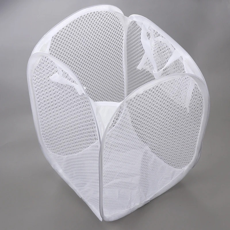 Корзина для белья в ванную комнату, корзина для вещей складная в сетку Белая 31х31х51 см Каменец-Подольский - изображение 2