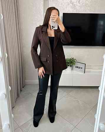 Женский классический пиджак прямого кроя костюмка + подкладка Шоколад, 46 Одесса