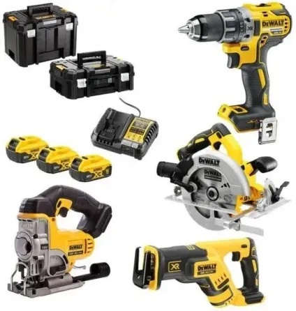 Zestaw 4 narzędzi DeWALT DCK421P3 XR 18V: Дриль-шуроповерт, Pilarka tarczowa, Szablasta, Лобзик 3x Акумулятор 5Ah + Ładowarka 2 Київ