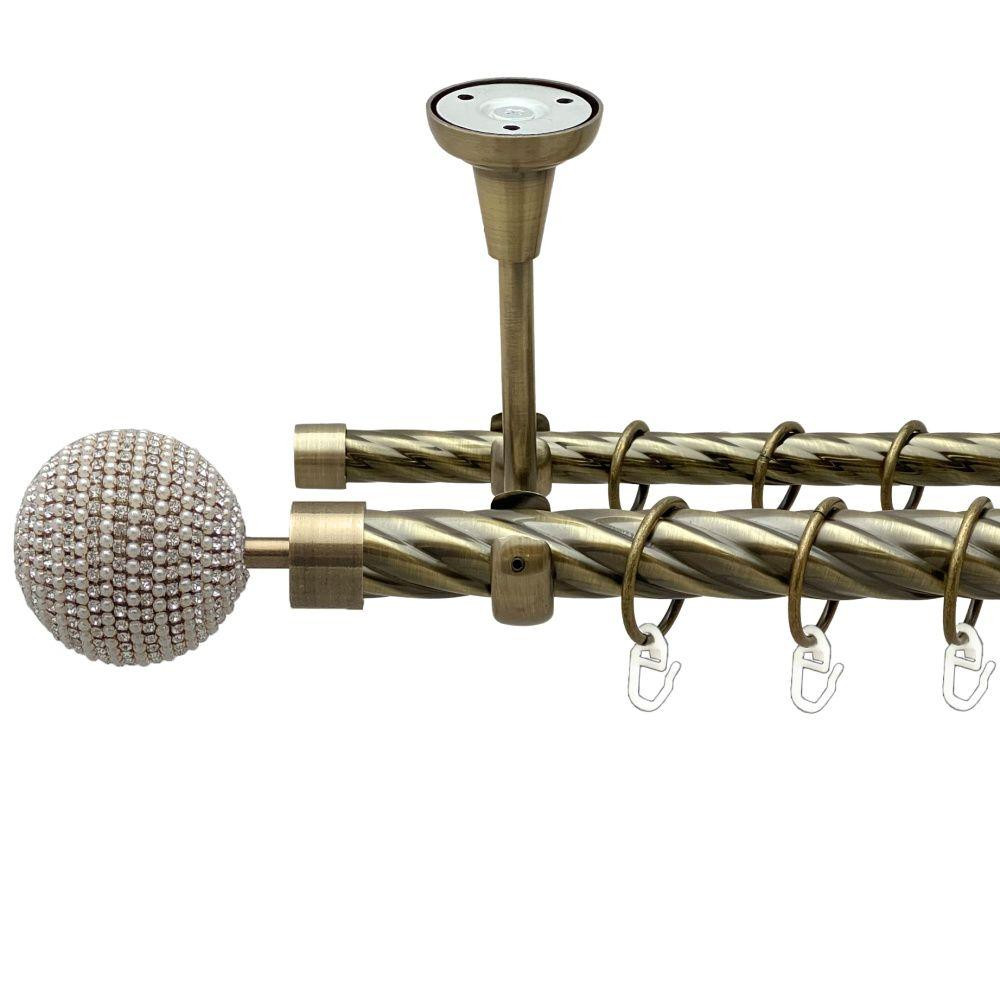 Карниз Orvit Карера металевий дворядний відкритий до стелі скручена труба кільце металеве Антик 25\16 мм 300 Львов - изображение 1