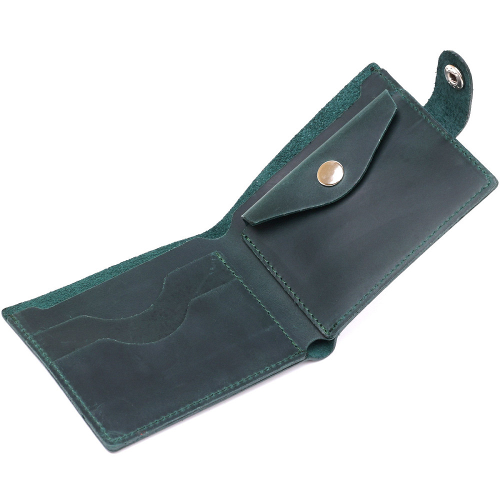 Винтажное кожаное портмоне Shvigel 16435 Зеленый Киев - изображение 6