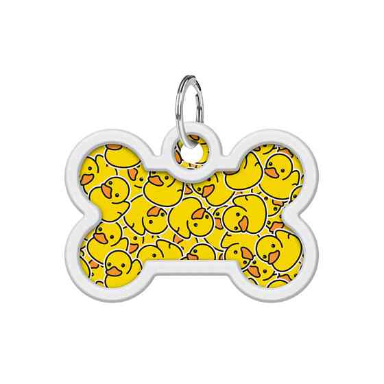 Адресник для собак і котів металевий WAUDOG Smart ID з QR-паспортом, малюнок "Каточки", кістка, Д 40 мм, Ш Вінниця