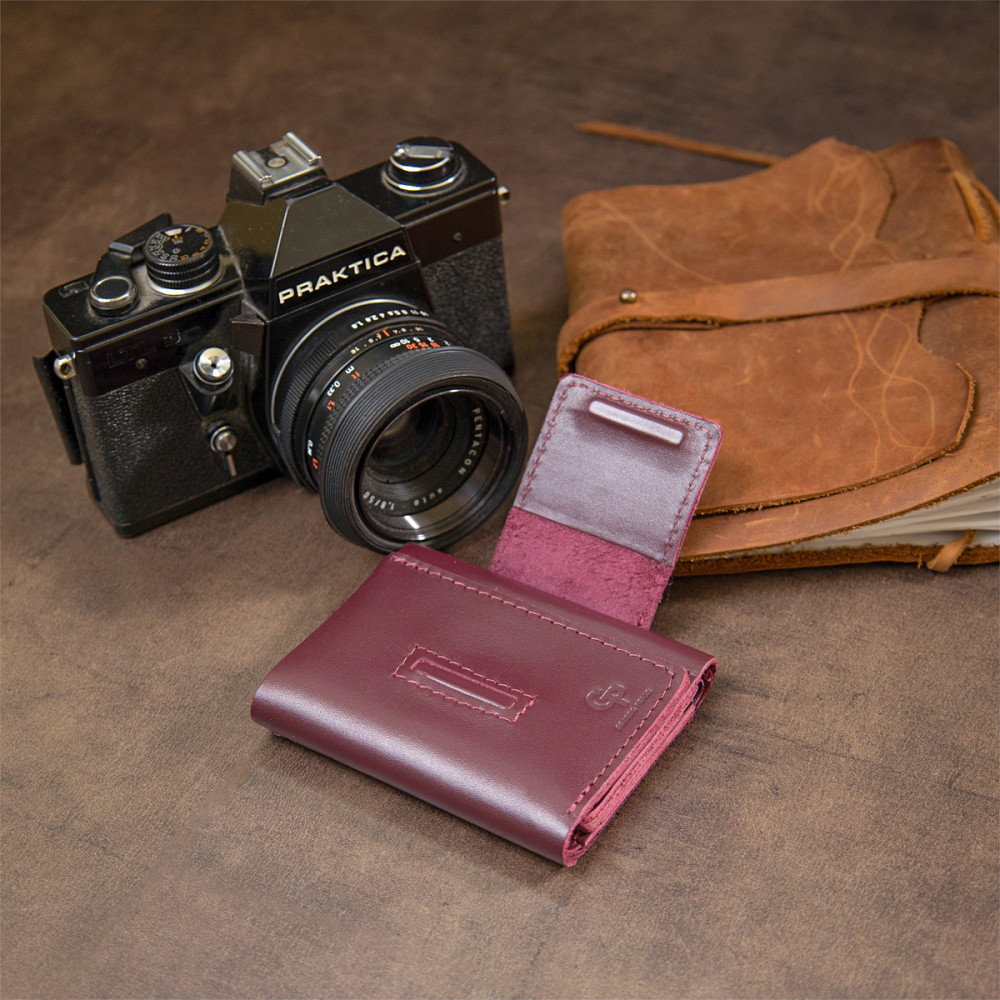 Глянсове шкіряне портмоне Бордовий (GRANDE PELLE) Київ - фото 4