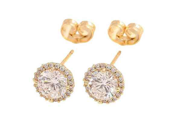 Сережки пусети Позолота 14K Кристали в обрамленні ø 9мм (311561) ТМ XUPING Київ