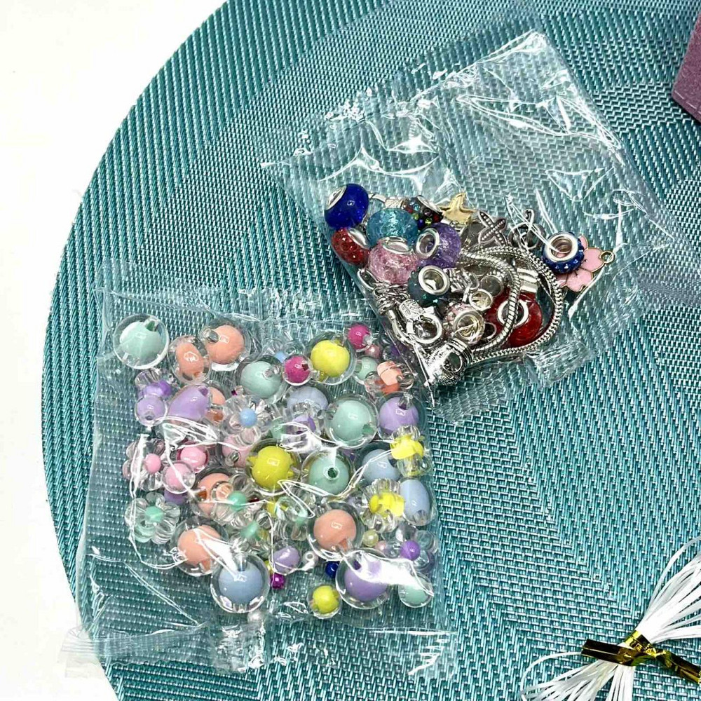 Набір для творчості прикраси дзеркальце набір намистин та підвісок основи для браслетів та намиста пінцет у валізі Світло-рожевий Чернигов - изображение 5