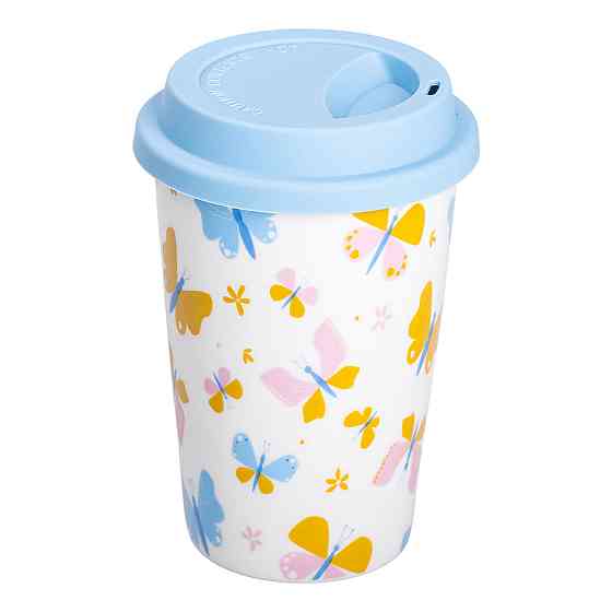 Liling Rongxiang Ceramic порцелянаовий стакан із силіконовою кришкою та отвором для трубочки 42 Киев