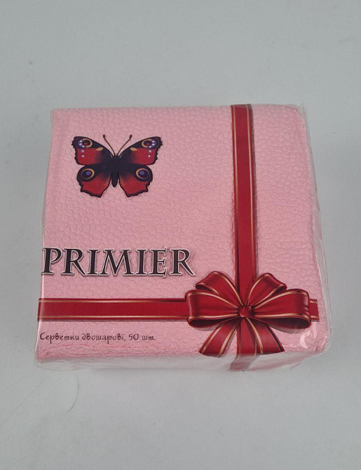 Одноразова Cалфетка 50лист Прем'єр 2-вух шарові рожева 33х33 (10 пачка) Харків - фото 1