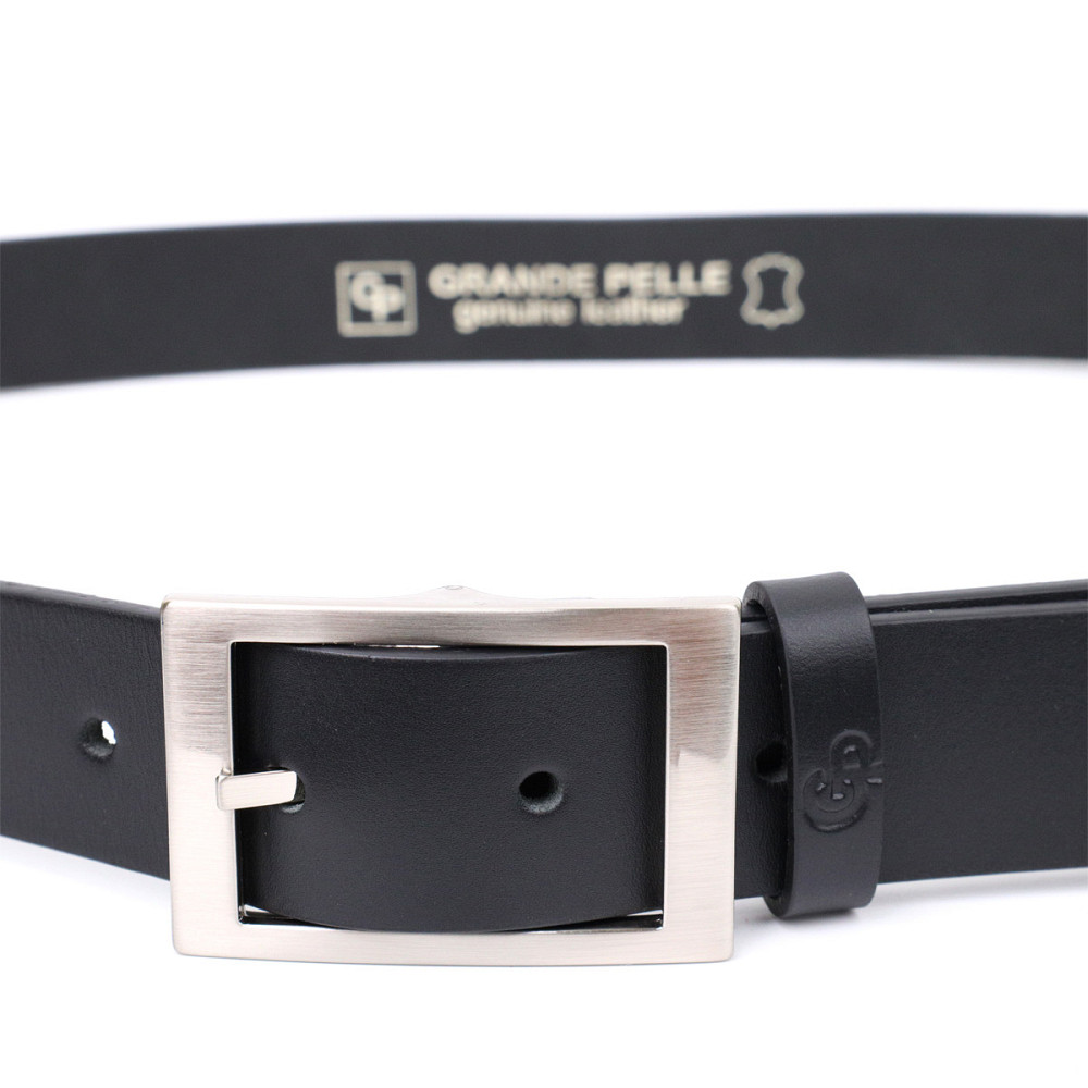 Кожаный брючный ремень для мужчин из квадратной пряжкой GRANDE PELLE 11678 Черный Киев - изображение 2