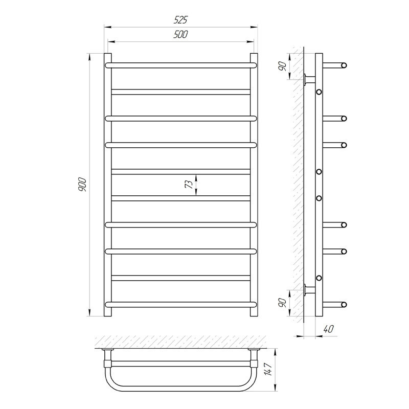 Електричний полотенцесушитель Laris Зебра КОМФОРТ ЧК10 500Х900 Е білий Київ - фото 6