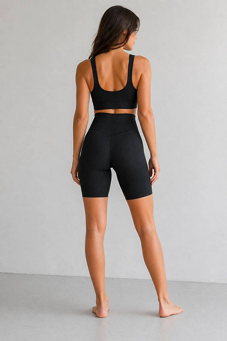 Шорти жіночі Kenalin 500-8 велосипедки в рубчик з V-поясом з написом чорні, чорний, 2XL Київ - фото 3