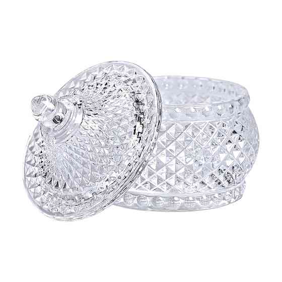 Стеклянная конфетница с крышкой, 8 см, круглая Киев