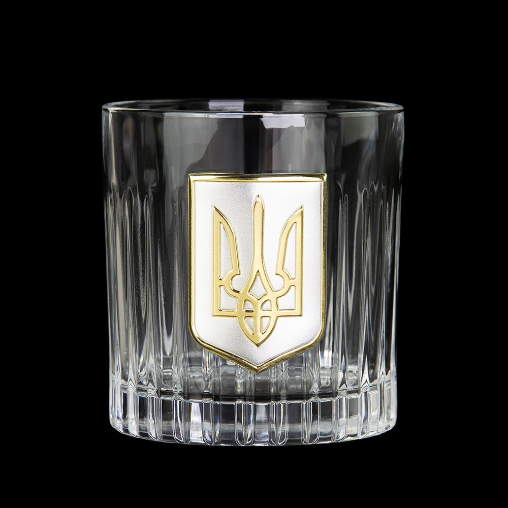 Набір келихів для віскі "Тризуб" Boss Crystal, 2 келиха, срібло, золото, кришталь Рівне - фото 2