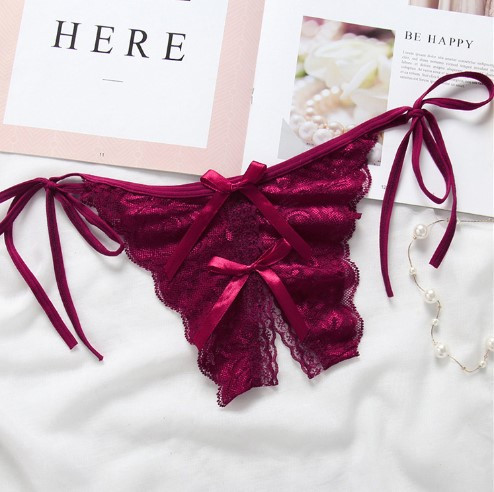 Труси з розрізом на зав'язках універсальний бордовий Київ - фото 1