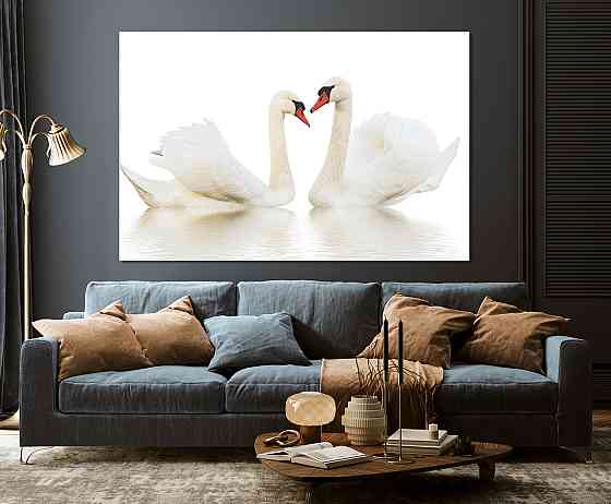 Картина полотно у вітальню / спальню  Пара Лебедів   MLP_395 ( 60х30см ) 70x140 см Київ