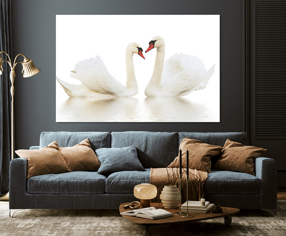 Картина полотно у вітальню / спальню  Пара Лебедів   MLP_395 ( 60х30см ) 70x140 см Київ - фото 3