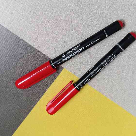 Маркер Centropen перманентний тонкий 1 мм червоний Київ
