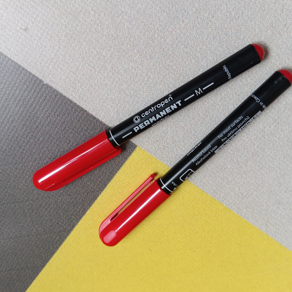 Маркер Centropen перманентный тонкий 1 мм красний Киев - изображение 3