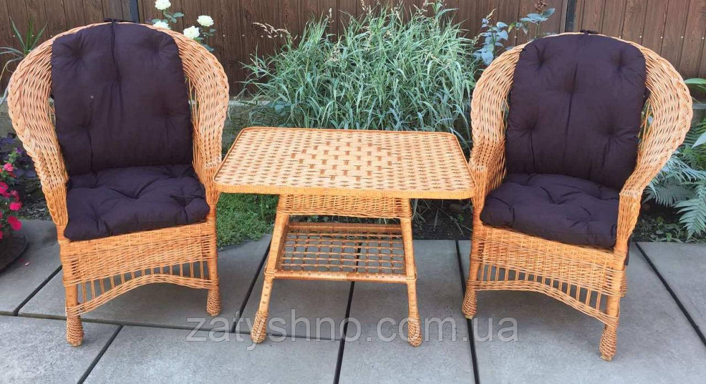 Мебель из лозы на 2 человек|  Мебель плетеная со столом | мебель садовая с подушками Киев - изображение 5