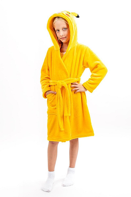 Халат детский, велсофт, желтый Пикачу  топ Крохатушка одяг 128 Киев - изображение 1