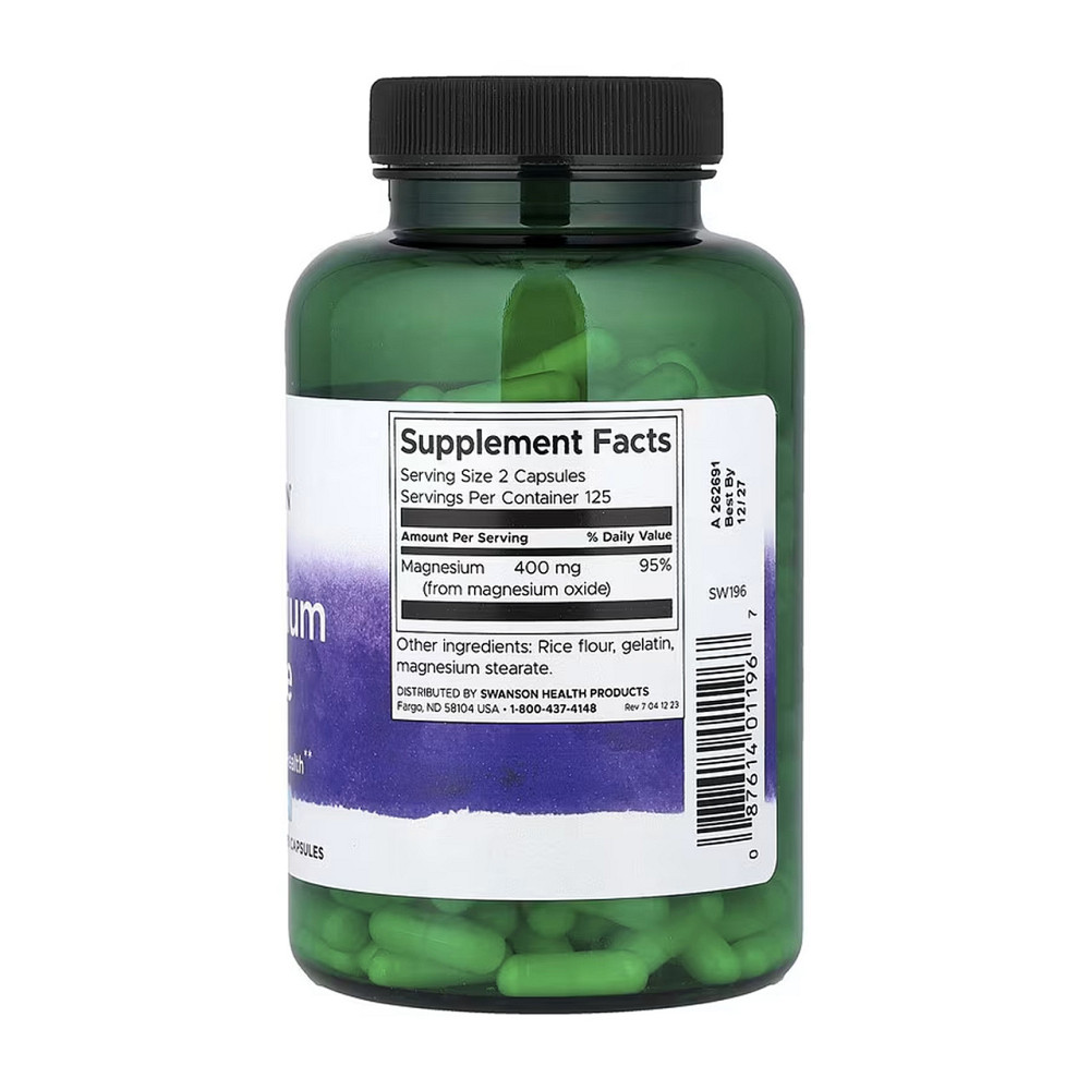 Магний цитрат Swanson Magnesium Oxide 200 mg 250 капс Киев - изображение 2