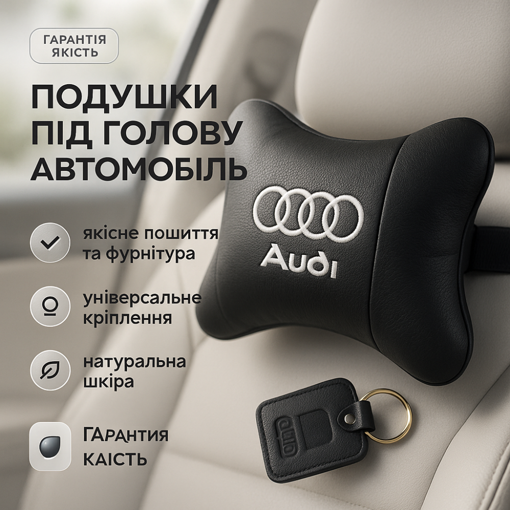 Подушка для голови в авто Audi, Подушка з логотипом авто, Подушки для підголівників в машину BK-10 Львів - фото 12