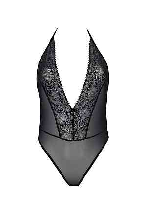 Боді Passion DROSERA BODY black, L/XL, високі вирізи, верх на зав’язках Sex Aura Київ